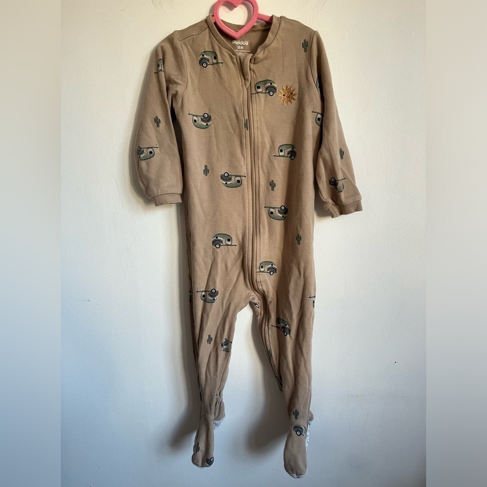 Pekkle Organic Cotton Unisex One Piece Pyjama - Brown Westfalia RV - 18 Months